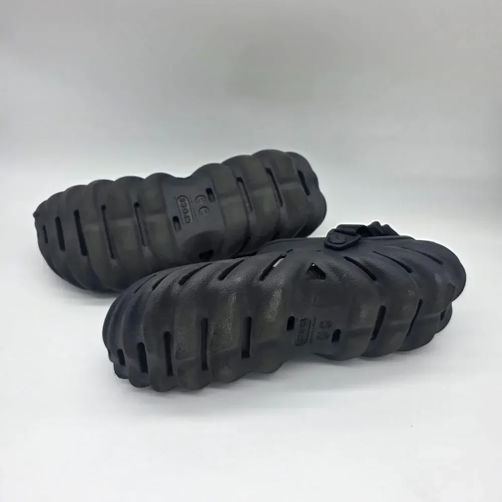 Crocs Sandals Mens Size 8 Black Slip On Clog Comfort Rubber Shoes Heel Strap